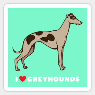 I Love Greyhounds Dog Art Magnet